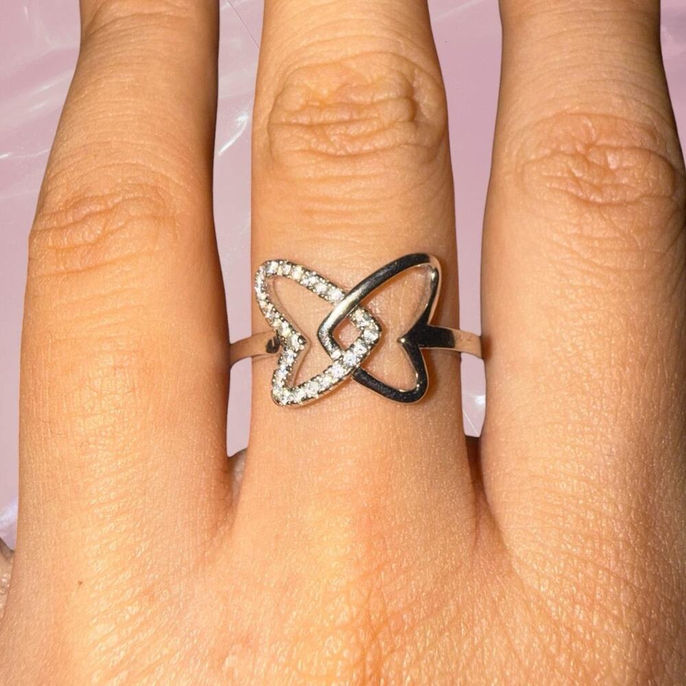 Y2k Romantic coquette 925 Sterling silver sparkling butterfly ring Size 9